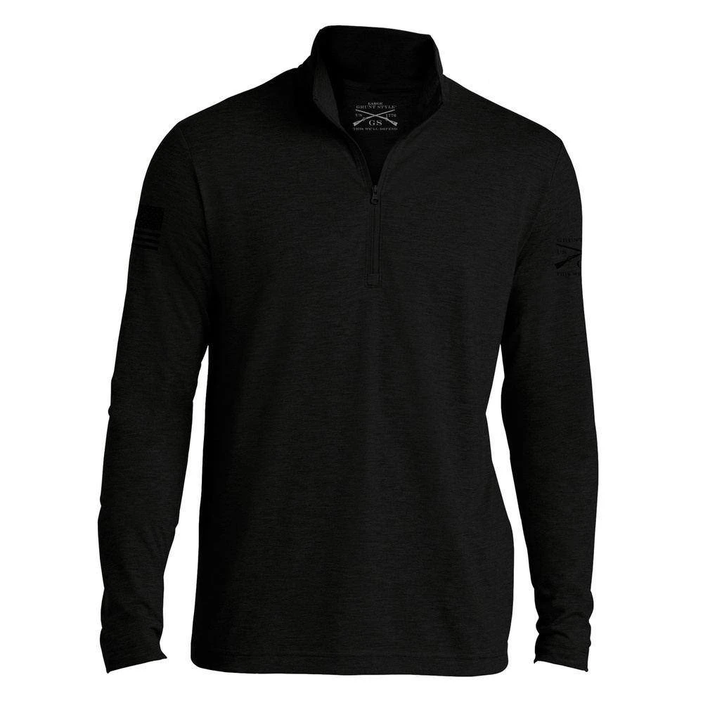 Men's This We'll Defend Triblend 1/4 Zip Pullover - Black 6 Men's This We'll Defend Triblend 1/4 Zip Pullover - Black - Image 4
