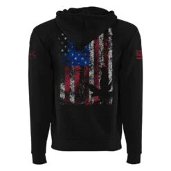 Freedom Flag Full-Zip Hoodie - Black -Fashion Trend Clothing Store GS5085 FreedomFlagFull ZipHoodie Black WEB READYBACK