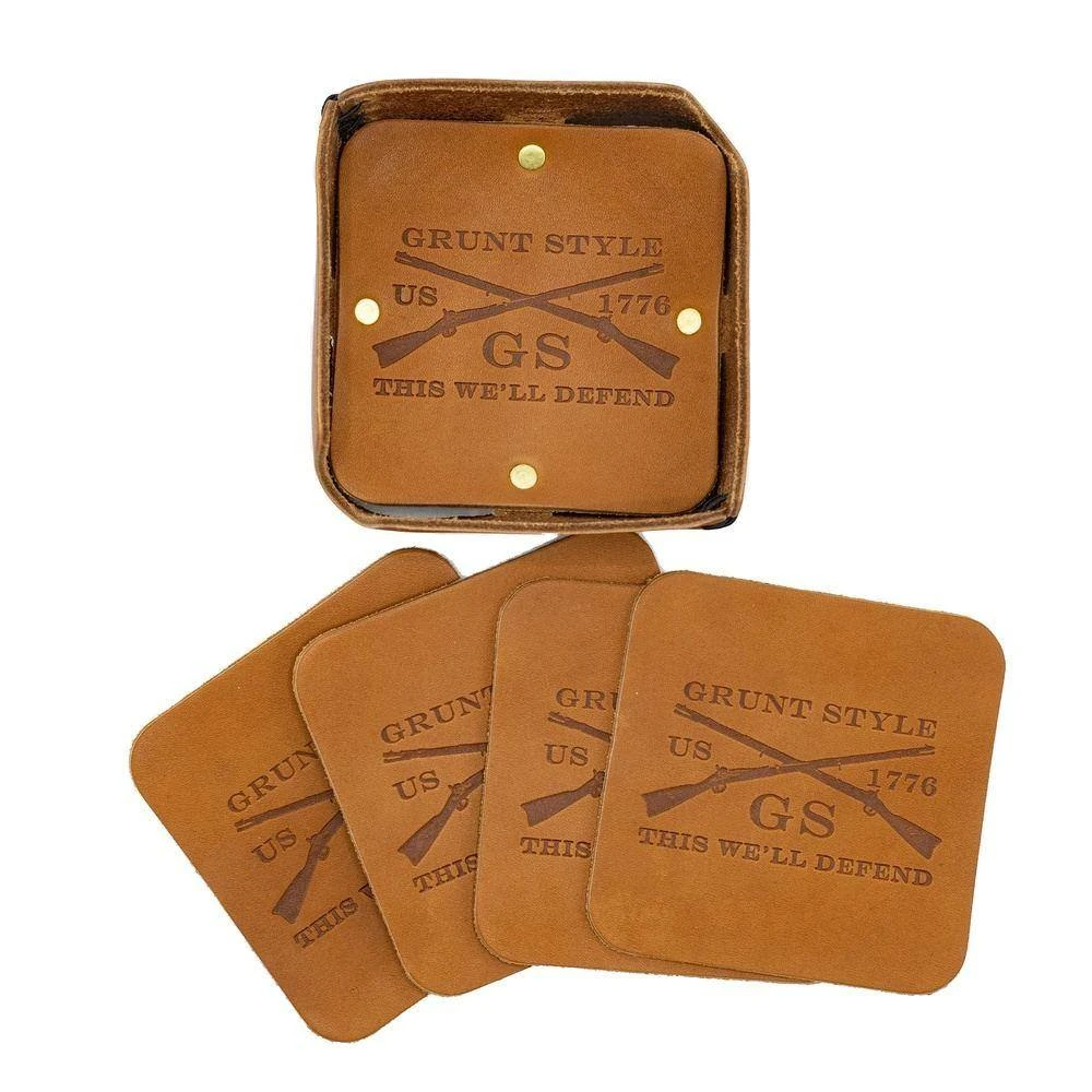 Accessories Grunt Style Leather Coasters - 4-Pack 4 Accessories Grunt Style Leather Coasters - 4-Pack - Image 2