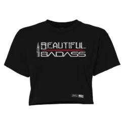 Women's Beautiful Badass Cropped T-Shirt - Black 13 Women's Beautiful Badass Cropped T-Shirt - Black -Fashion Trend Clothing Store GS5218 BeautifulBadassCroppedTee Black STANDARD WEB READY front