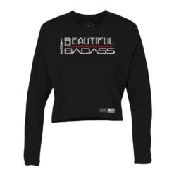 Women's Beautiful Badass Long Sleeve Cropped T-Shirt - Black -Fashion Trend Clothing Store GS5222BeautifulBadassLongsleeveCroppedTee Black STANDARD WEB READY 2021