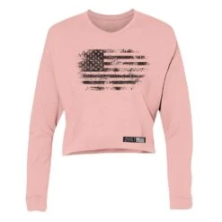 Women's Vintage American Long Sleeve Cropped T-Shirt - Desert Pink -Fashion Trend Clothing Store GS5225 Vintage American Long Sleeve Cropped Tee Desert Pink WEB READY