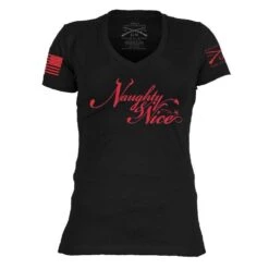 Women's Naughty And Nice V-Neck - Black -Fashion Trend Clothing Store GS5241 Women s Naughty and Nice V Neck STANDARD WEB READY 2022FRONT