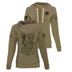Women's Heart And Soul Of A Warrior Full-Zip Hoodie - Military Green -Fashion Trend Clothing Store GS5443 HeartandSoulofaWarriorFull ZipHoodie MilitaryGreen WEBREADYStack