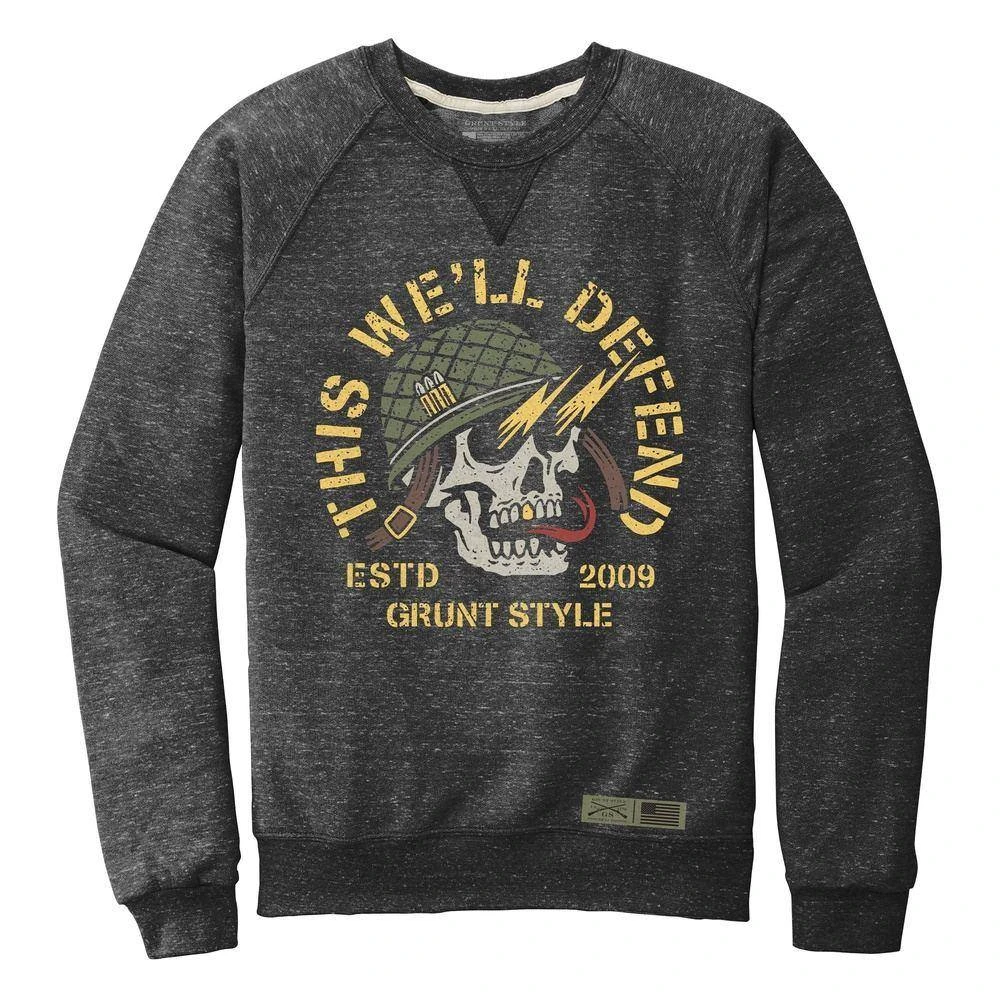 Death Skull Terry Crew Sweatshirt - Black Heather 4 Death Skull Terry Crew Sweatshirt - Black Heather - Image 2