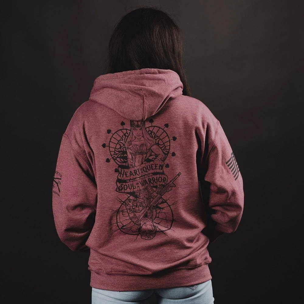 Women's Heart And Soul Of A Warrior Hoodie - Heather Maroon 3 Women's Heart And Soul Of A Warrior Hoodie - Heather Maroon