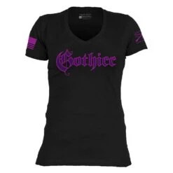 Women's Gothicc V-Neck T-Shirt - Black -Fashion Trend Clothing Store GS5732 Women sGothiccV NeckTee Black WEB READY Front