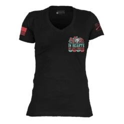 Women's In Hearts We Live Forever V-Neck - Black -Fashion Trend Clothing Store GS5734 Women sInHeartsWeLiveForeverV NeckTee BlackFRONT