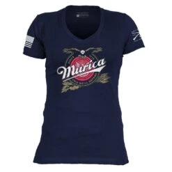 Women's Murica Brewing V-Neck - Midnight Navy -Fashion Trend Clothing Store GS5753 MuricaSince1776Women sV Neck MidnightNavy WEB READYFront