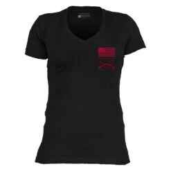 Women's Red Blood Blue Collar™ V-Neck - Black -Fashion Trend Clothing Store GS5759 Women sRedBloodBlueCollarV Neck Black WEB READY Front