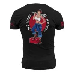 Red Blood Blue Collar™ Pinup T-Shirt - Black -Fashion Trend Clothing Store GS5760 Men sRedBloodBlueCollarPinupTee Black WEB READY 2023bk