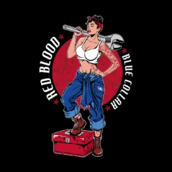 Red Blood Blue Collar™ Pinup T-Shirt - Black -Fashion Trend Clothing Store GS5760 Men sRedBloodBlueCollarPinupTee Black WEB READY 2023bkart