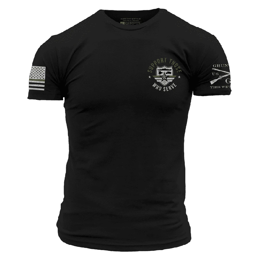 Support Those Who Serve Green Line T-Shirt - Black 3 Support Those Who Serve Green Line T-Shirt - Black