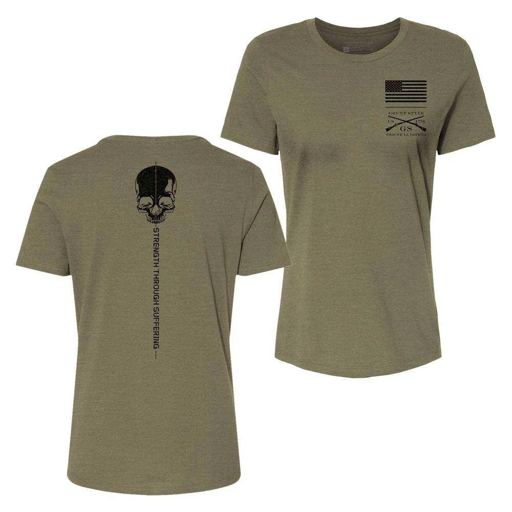 Women's Strength Through Suffering Relaxed Fit T-Shirt - Olive Triblend 5 Women's Strength Through Suffering Relaxed Fit T-Shirt - Olive Triblend - Image 3