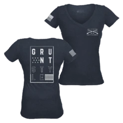 Women's Stars And Stripes Logo V-Neck - Midnight Navy 9 Women's Stars And Stripes Logo V-Neck - Midnight Navy -Fashion Trend Clothing Store GS5885 Women s Stars and Stripes Logo V Neck Midnight Navy WEB READY