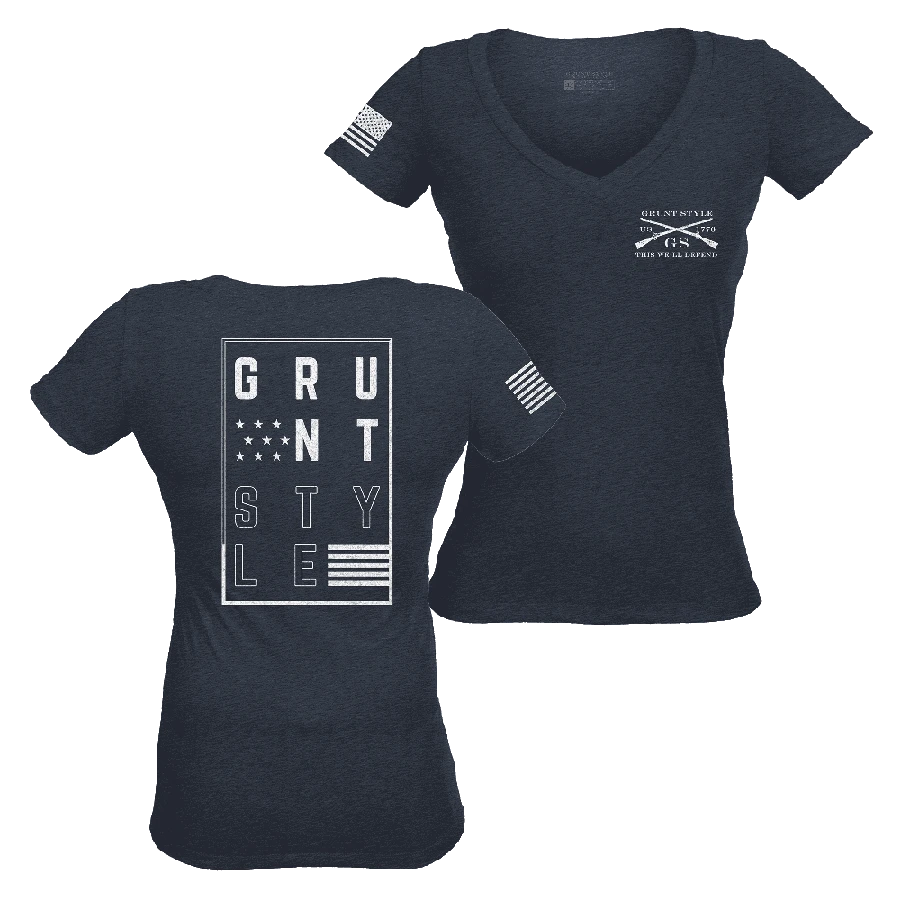 Women's Stars And Stripes Logo V-Neck - Midnight Navy 5 Women's Stars And Stripes Logo V-Neck - Midnight Navy - Image 3