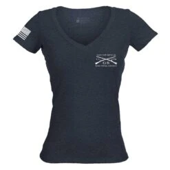 Women's Stars And Stripes Logo V-Neck - Midnight Navy 11 Women's Stars And Stripes Logo V-Neck - Midnight Navy -Fashion Trend Clothing Store GS5885 Women s Stars and Stripes Logo V Neck Midnight Navy front WEB READY