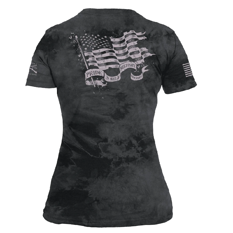 Women's Flag Salute Slim Fit T-Shirt - Black Wash 8 Women's Flag Salute Slim Fit T-Shirt - Black Wash - Image 6