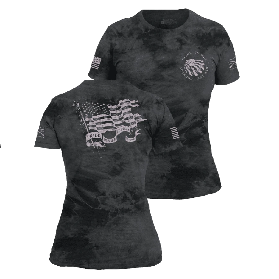 Women's Flag Salute Slim Fit T-Shirt - Black Wash 5 Women's Flag Salute Slim Fit T-Shirt - Black Wash - Image 3