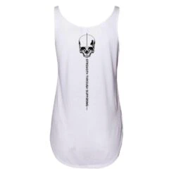 Women's Strength Through Suffering Flowy Tank - White -Fashion Trend Clothing Store GS6029 Women sStrengthThroughSufferingFlowyTank White WEB READY Back