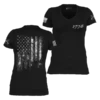 Women's 1776 Flag V-Neck - Black -Fashion Trend Clothing Store GS6195 Women s1776FlagV Neck Black WEB READY