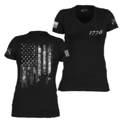 Women's 1776 Flag V-Neck - Black