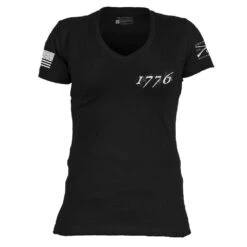 Fashion Trend Clothing Store -Fashion Trend Clothing Store GS6195 Women s1776FlagV Neck Black front WEB READY