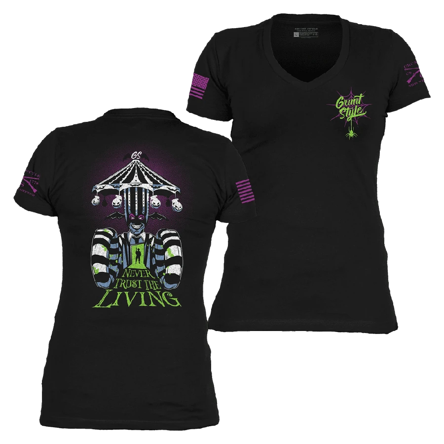 Women's Never Trust The Living V-Neck - Black 5 Women's Never Trust The Living V-Neck - Black - Image 3