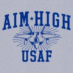 USAF - Aim High U.S.A.F. T-Shirt - Athletic Heather -Fashion Trend Clothing Store GSAF0018 USAF Aim High U.S.A.F front artwork WEB READY min