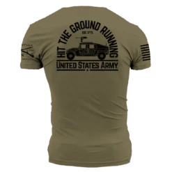 Army Hit The Ground Running T-Shirt - Military Green -Fashion Trend Clothing Store GSAR0046 Men sArmyHitTheGroundRunningT Shirt MilitaryGreen WEB READY Back
