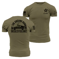 Army Hit The Ground Running T-Shirt - Military Green