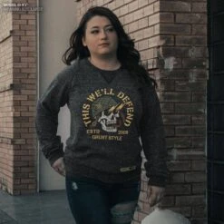 Death Skull Terry Crew Sweatshirt - Black Heather