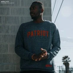 Zero F's Given Terry Crew Sweatshirt - Navy Heather -Fashion Trend Clothing Store Model Info Poster 2000x2000 GS5475 ZeroF sGivenTerryCrewSweatshirt NavyHeather 4