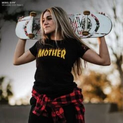 Women's Thrasher Mom Slim Fit T-Shirt - Black -Fashion Trend Clothing Store Model Info Poster 2000x2000 GS5564 ThrasherMomWomen sSlimFitTee Black
