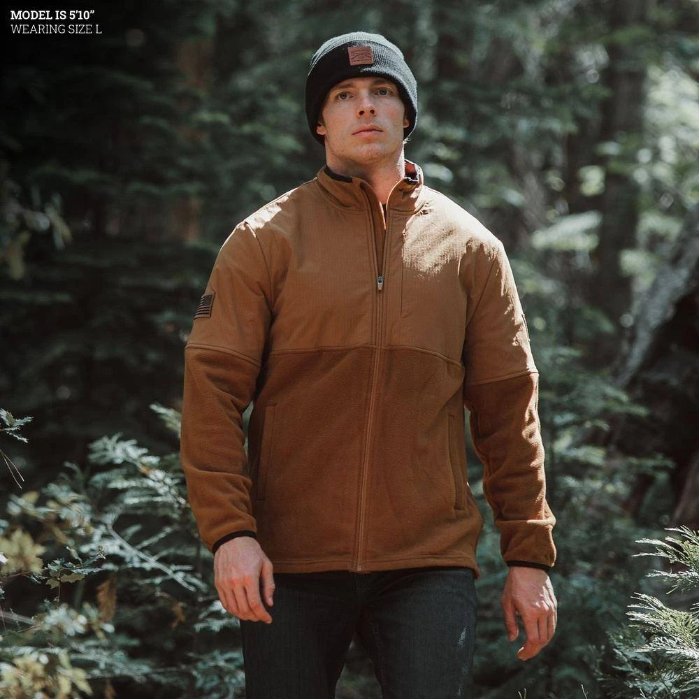 Men's Ripstop Hybrid Fleece Full-Zip Jacket - Coyote 4 Men's Ripstop Hybrid Fleece Full-Zip Jacket - Coyote - Image 2