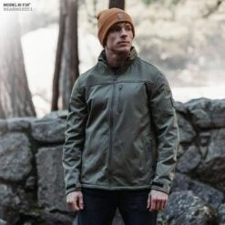 Men's Mission Ready Soft Shell Jacket - Military Green -Fashion Trend Clothing Store Model Info Poster 2000x2000 GS5680MissionReadySoftShellJacket MilGreen