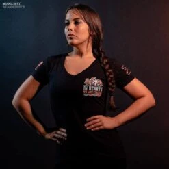 Women's In Hearts We Live Forever V-Neck - Black -Fashion Trend Clothing Store Model Info Poster 2000x2000 GS5734Women sInHeartsWeLiveForeverV Neck Black