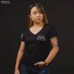 Women's Easy Rider V-Neck - Black 10 Women's Easy Rider V-Neck - Black -Fashion Trend Clothing Store Model Info Poster 2000x2000 GS5959EasyRiderV Neck Black