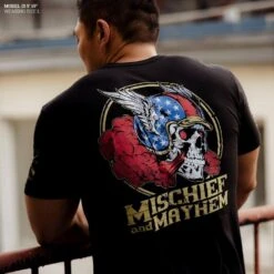 Mischief And Mayhem T-Shirt - Black -Fashion Trend Clothing Store Model Info Poster 2000x2000 GS5777MischiefandMayhem Black
