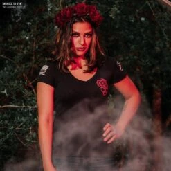 Women's Grim Reaper V-Neck - Black -Fashion Trend Clothing Store Model Info Poster 2000x2000 GS5787Women sGrimReaperV Neck Black