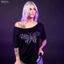 Women's 2A Butterfly Slouchy T-Shirt - Black 10 Women's 2A Butterfly Slouchy T-Shirt - Black -Fashion Trend Clothing Store Model Info Poster 2000x2000 GS60662AButterflySlouchyT Shirt 1