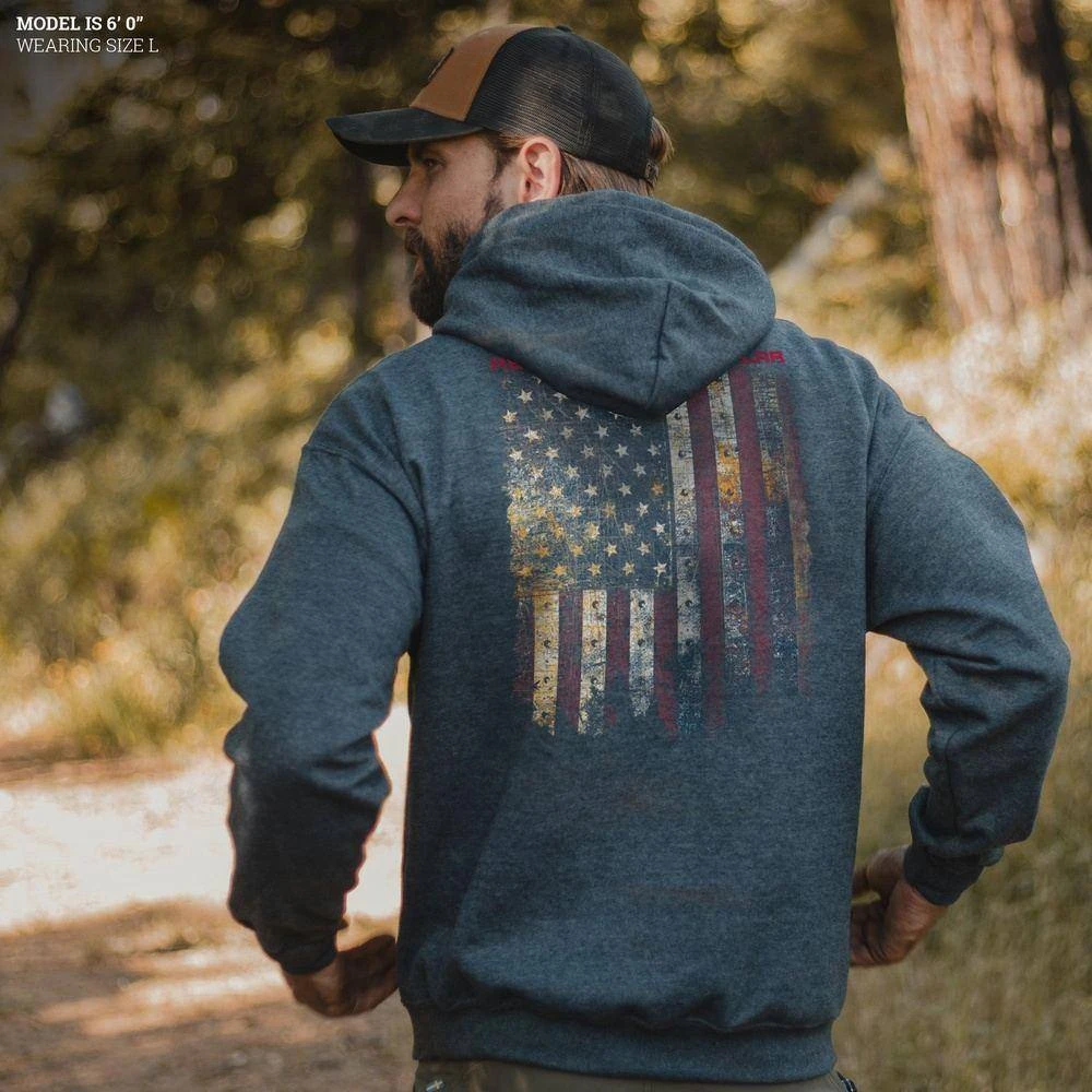 Red Blood Blue Collar™ Hoodie - Dark Heather 4 Red Blood Blue Collar™ Hoodie - Dark Heather - Image 2