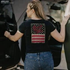 Women's Grunt Style Stars & Bars V-Neck - Black -Fashion Trend Clothing Store Model Info Poster 2000x2000 copy3
