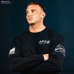 1776 Flag Long Sleeve - Black -Fashion Trend Clothing Store Model Info Poster 2000x2000 copy GS58331776FlagLS Black